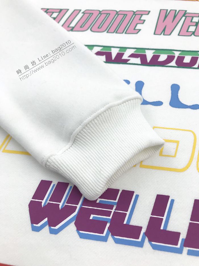 welldone男裝 多彩字母塗鴉logo印花 welldone白色圓領衛衣  ydi3089